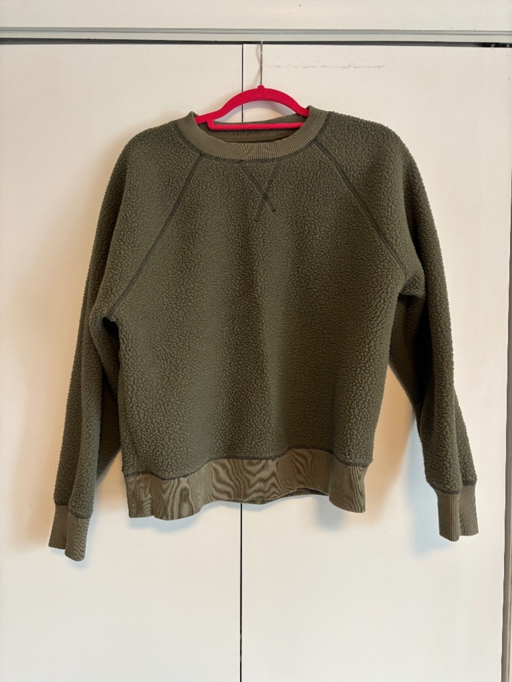 Everlane Sweatshirt Green Renew Fleece Raglan Crew